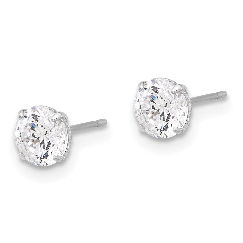10k White Gold Polished 5mm Round CZ Stud Post Earrings