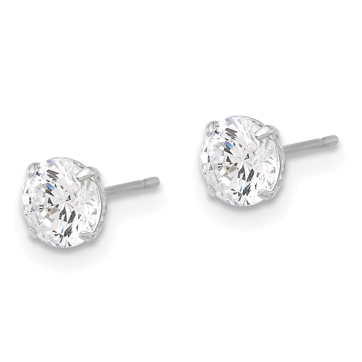 10k White Gold Polished 5mm Round CZ Stud Post Earrings