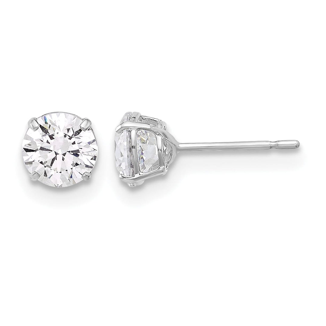 10k White Gold Polished 5mm Round CZ Stud Post Earrings