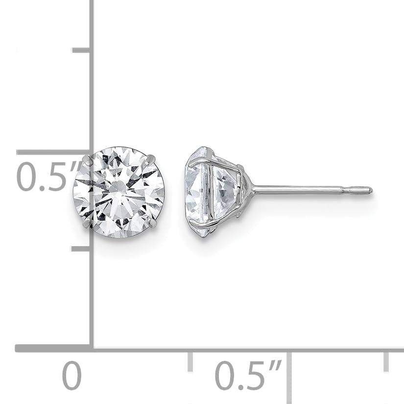 10k White Gold Polished 6.00mm Round CZ Stud Post Earrings