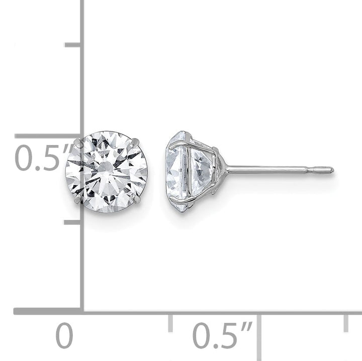 10k White Gold Polished 6.00mm Round CZ Stud Post Earrings