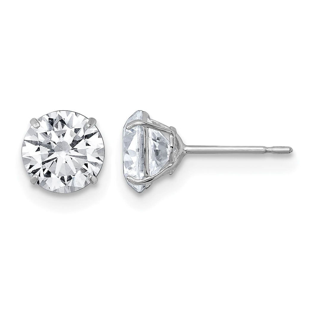 10k White Gold Polished 6.00mm Round CZ Stud Post Earrings