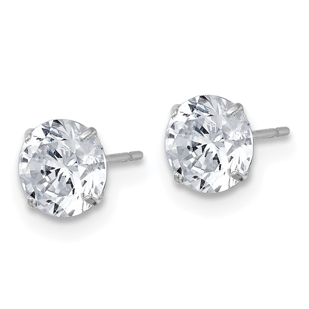 10k White Gold Polished 6.00mm Round CZ Stud Post Earrings