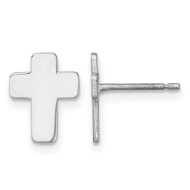 10k White Gold Polished Cross Post Earrings, 10.5mm