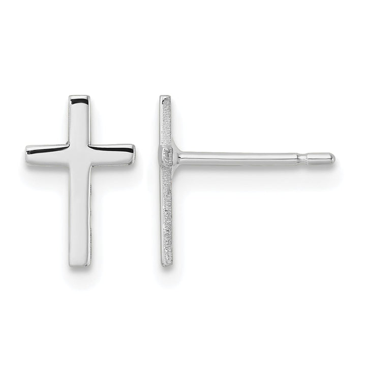 10k White Gold Polished Cross Post Earrings, 10mm (10REL172W)