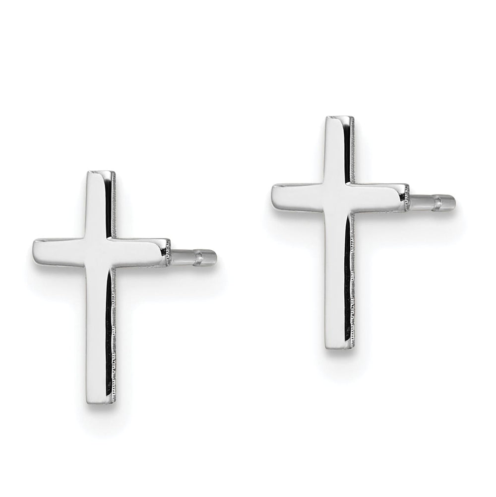 10k White Gold Polished Cross Post Earrings, 10mm (10REL172W)