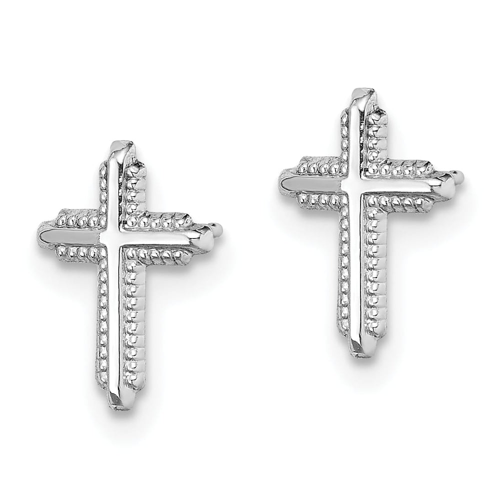 10k White Gold Polished Cross Post Earrings, 10mm (10YE1676W)
