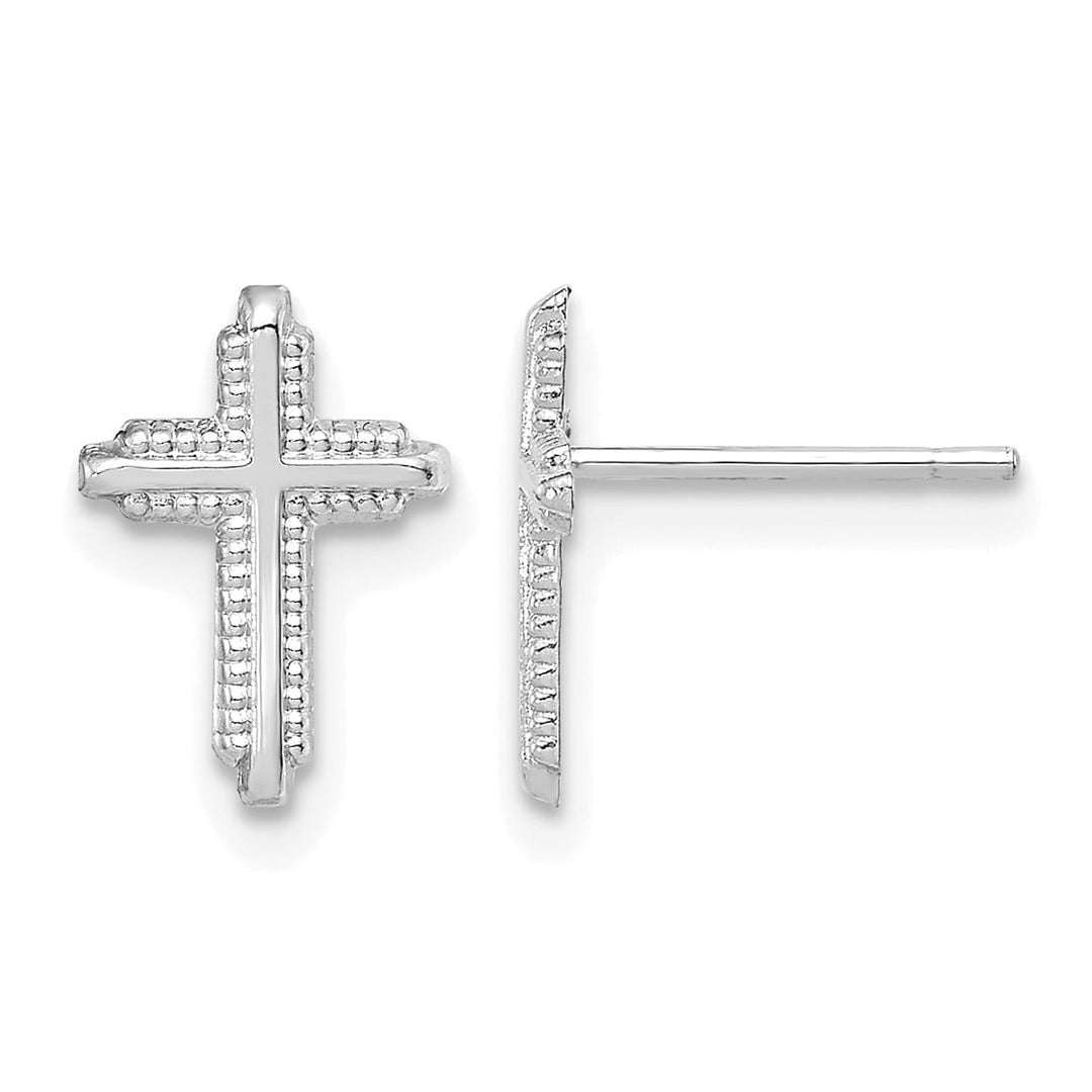 10k White Gold Polished Cross Post Earrings, 10mm (10YE1676W)