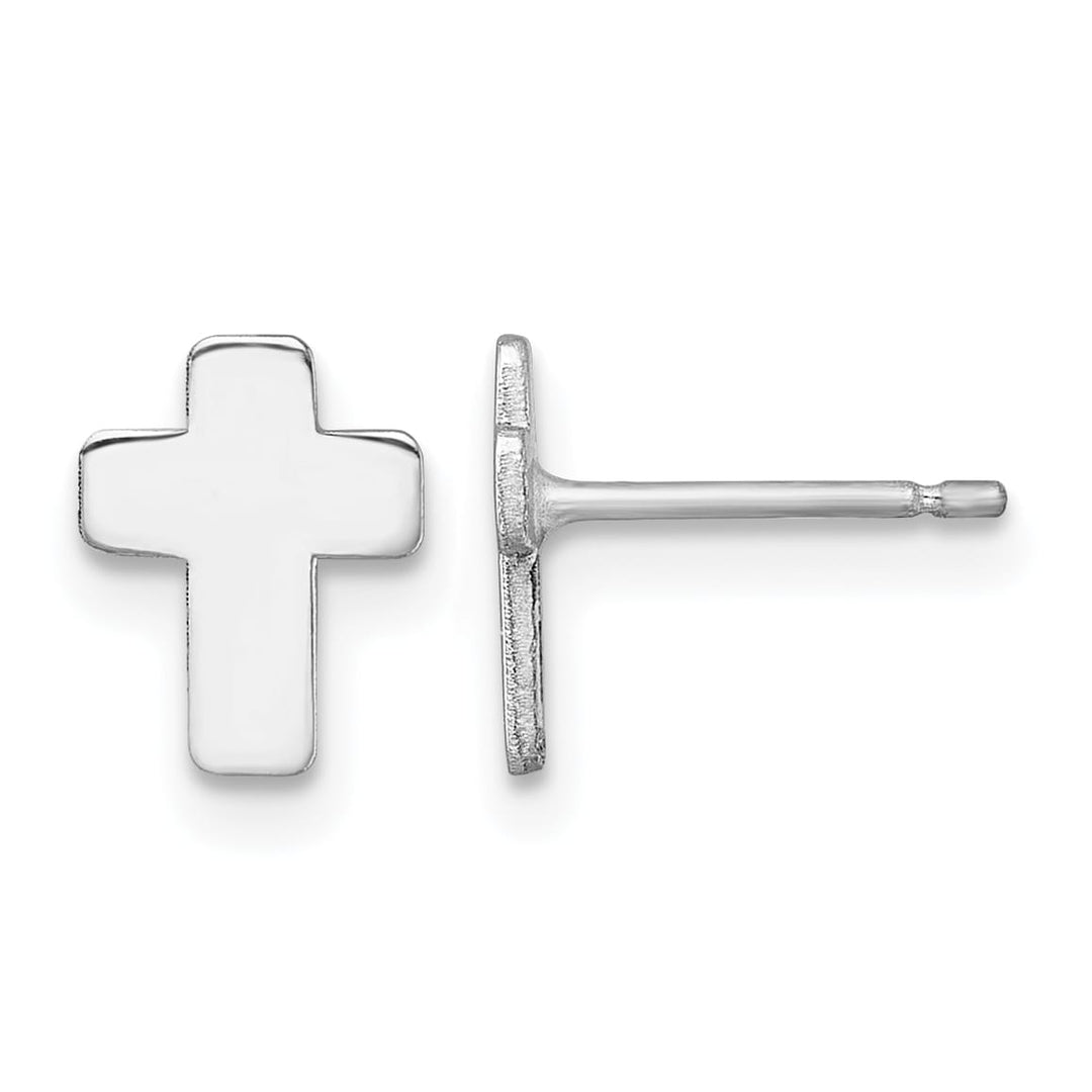 10k White Gold Polished Cross Post Earrings, 8.5mm