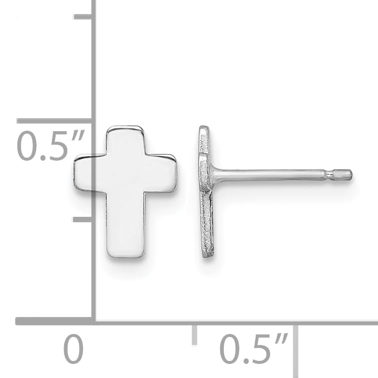 10k White Gold Polished Cross Post Earrings, 8.5mm