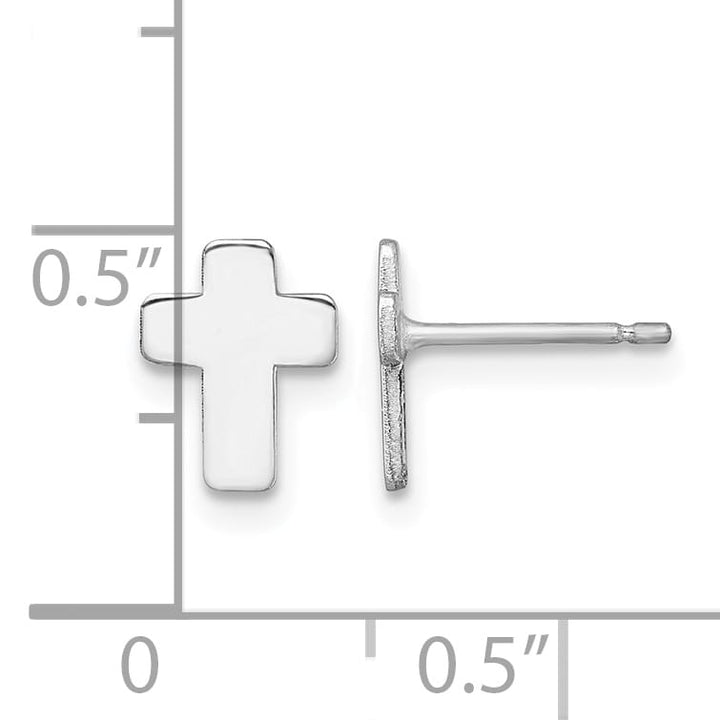 10k White Gold Polished Cross Post Earrings, 8.5mm