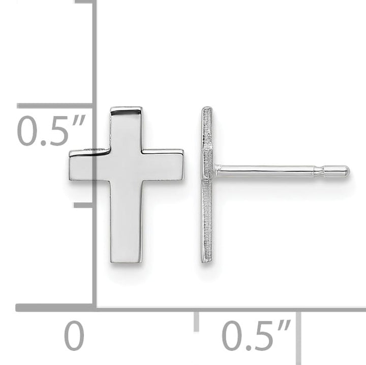 10k White Gold Polished Cross Post Earrings, 9mm