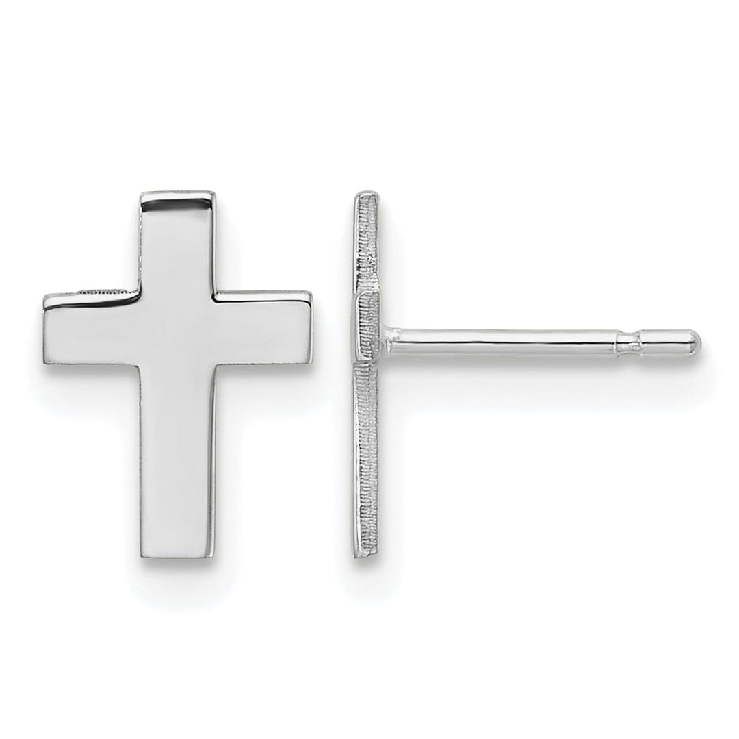 10k White Gold Polished Cross Post Earrings, 9mm