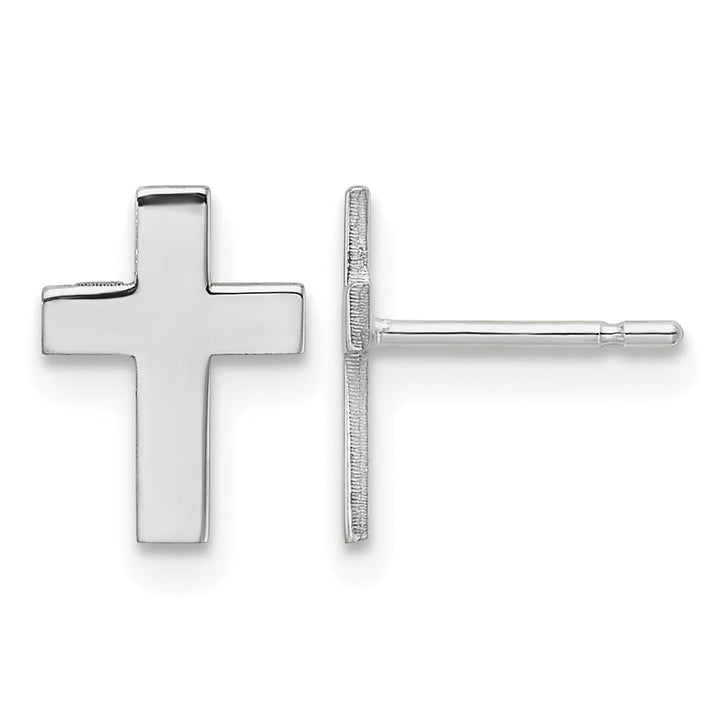 10k White Gold Polished Cross Post Earrings, 9mm