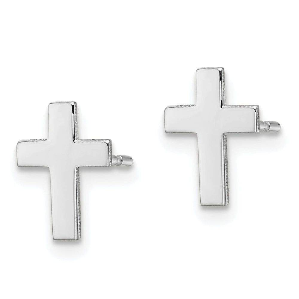 10k White Gold Polished Cross Post Earrings, 9mm