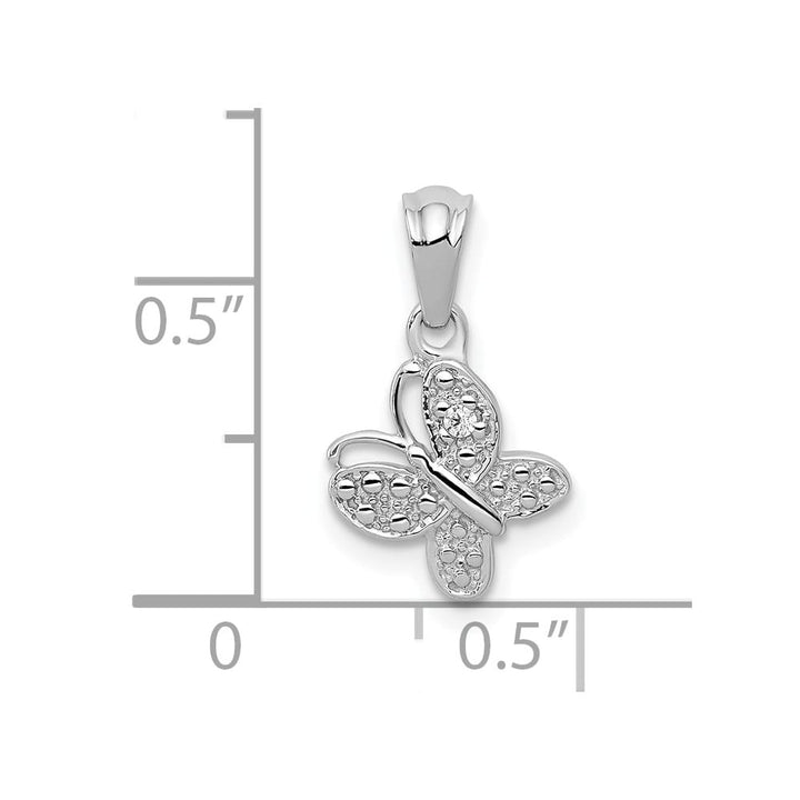 10K White Gold Polished Extra Large .01 ct Diamond Butterfly Pendant