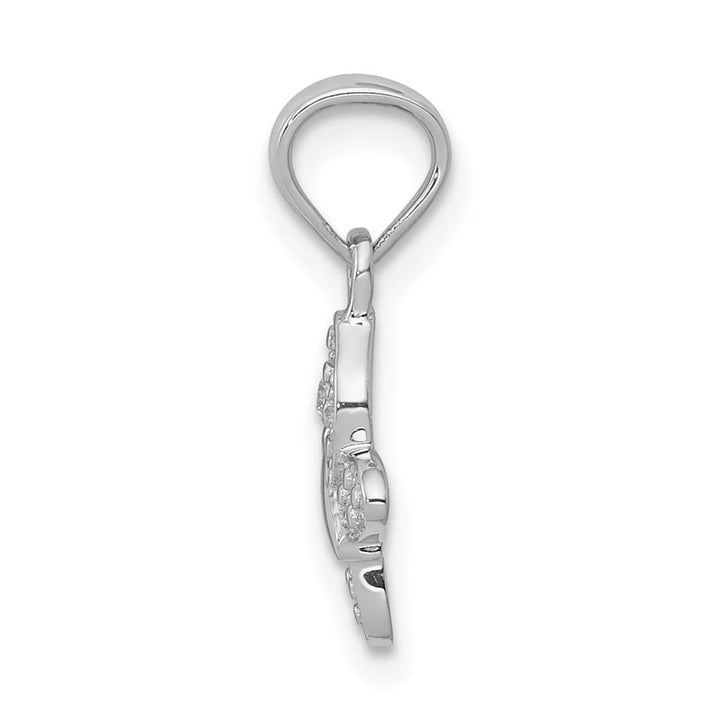 10K White Gold Polished Extra Large .01 ct Diamond Butterfly Pendant