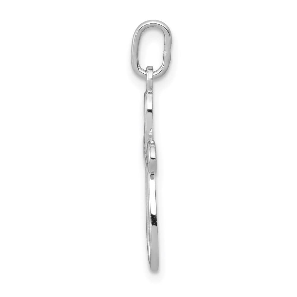 10K White Gold Polished Extra Large Ribbon Cross Pendant