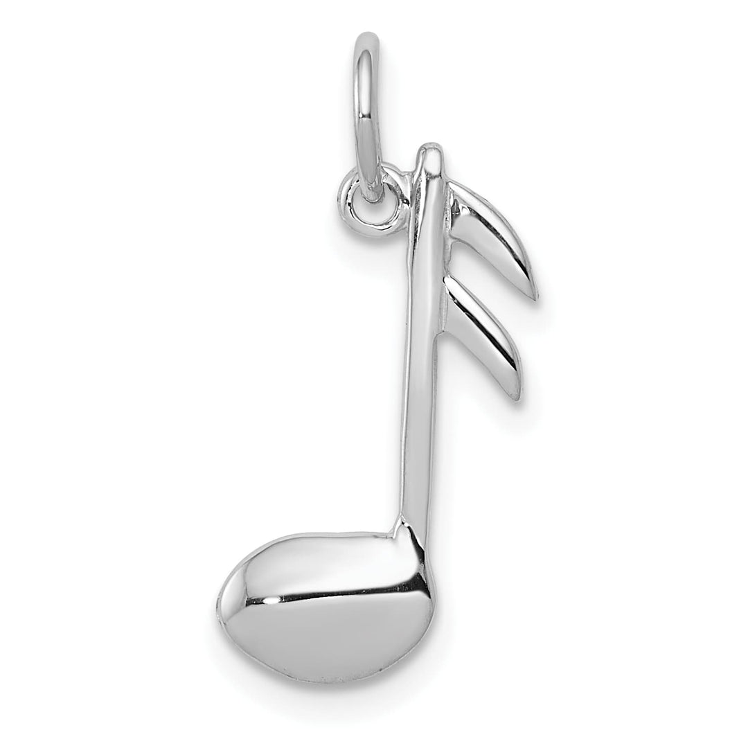 10K White Gold Polished Flat-Backed Musical Note Charm