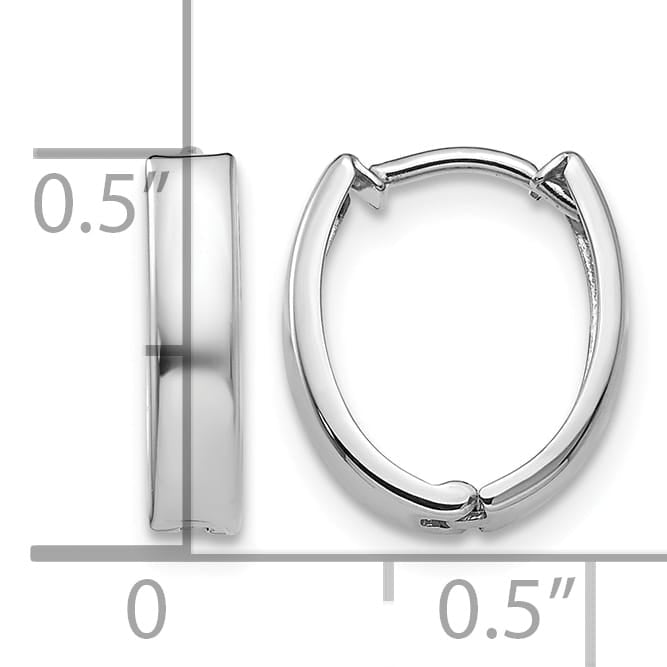 10k White Gold Polished Hinged Hoop Earrings