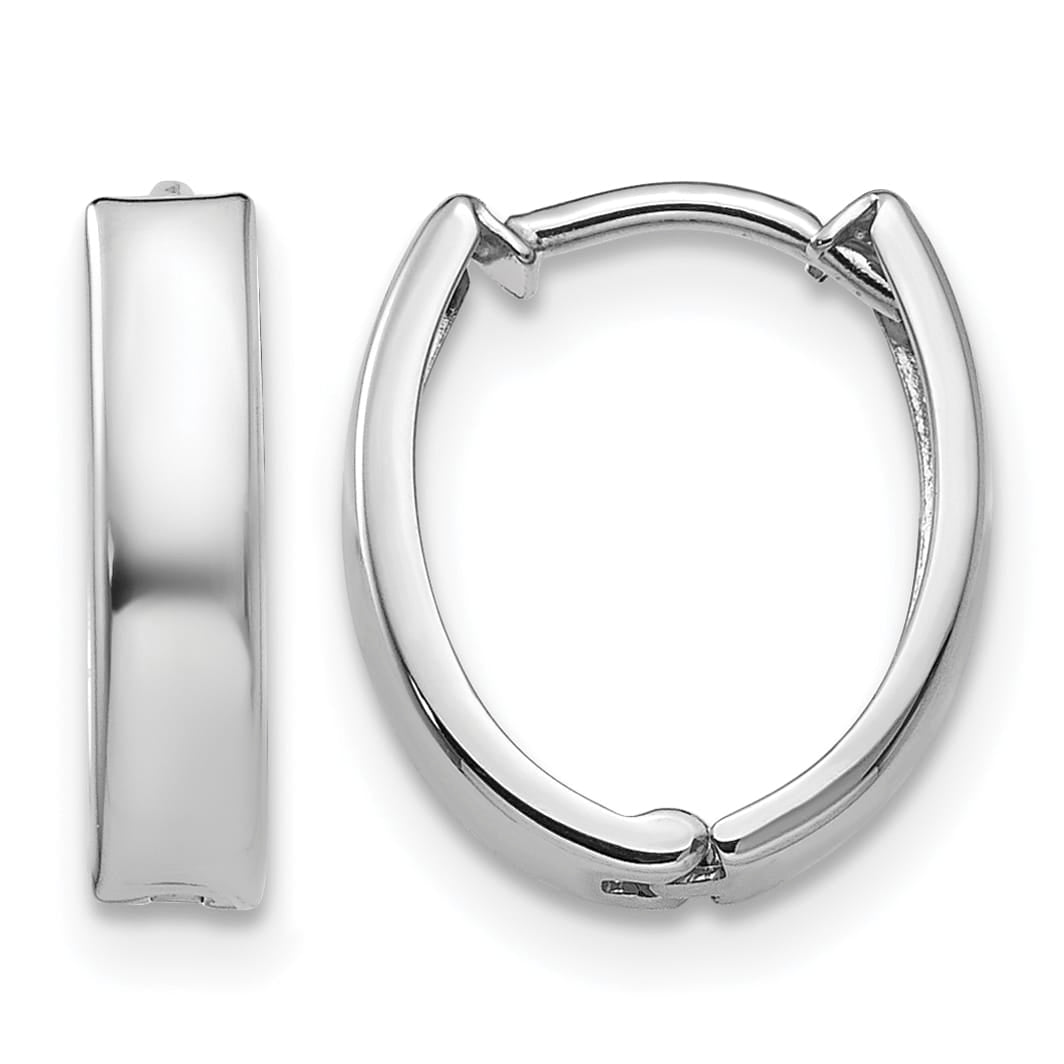 10k White Gold Polished Hinged Hoop Earrings