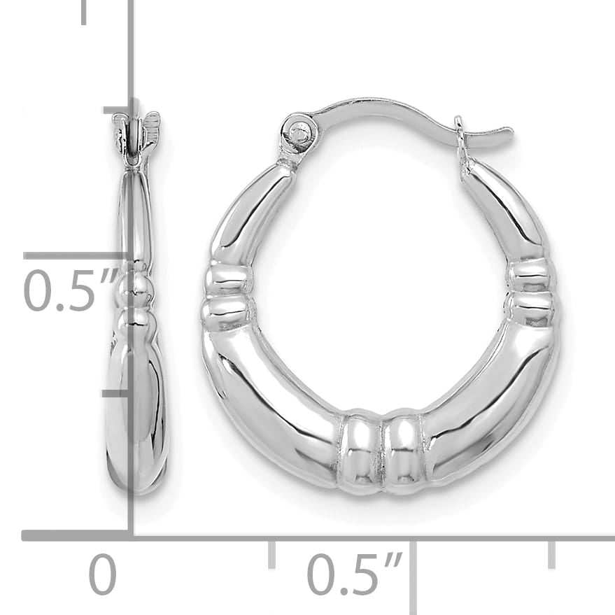 10k White Gold Polished Hoop Earrings