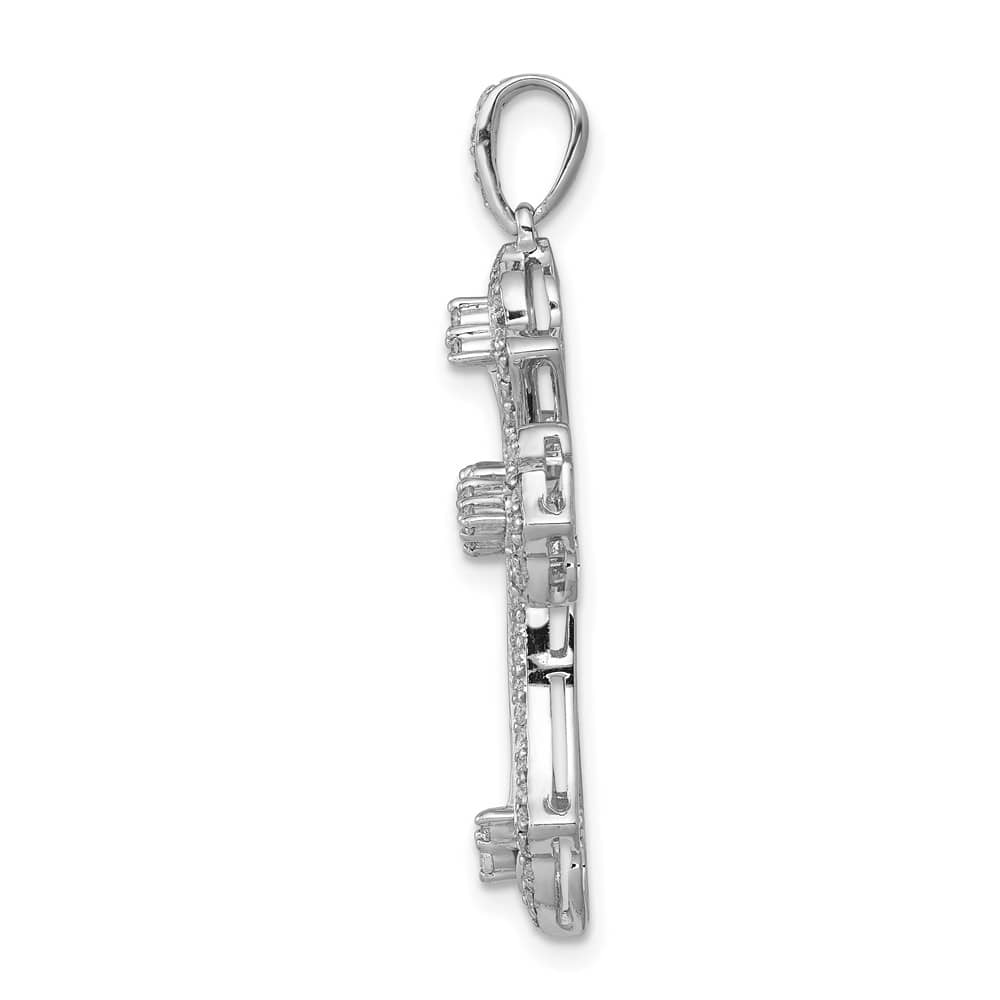 10K White Gold Polished Large 1/2 ct Diamond Fancy Cross Pendant