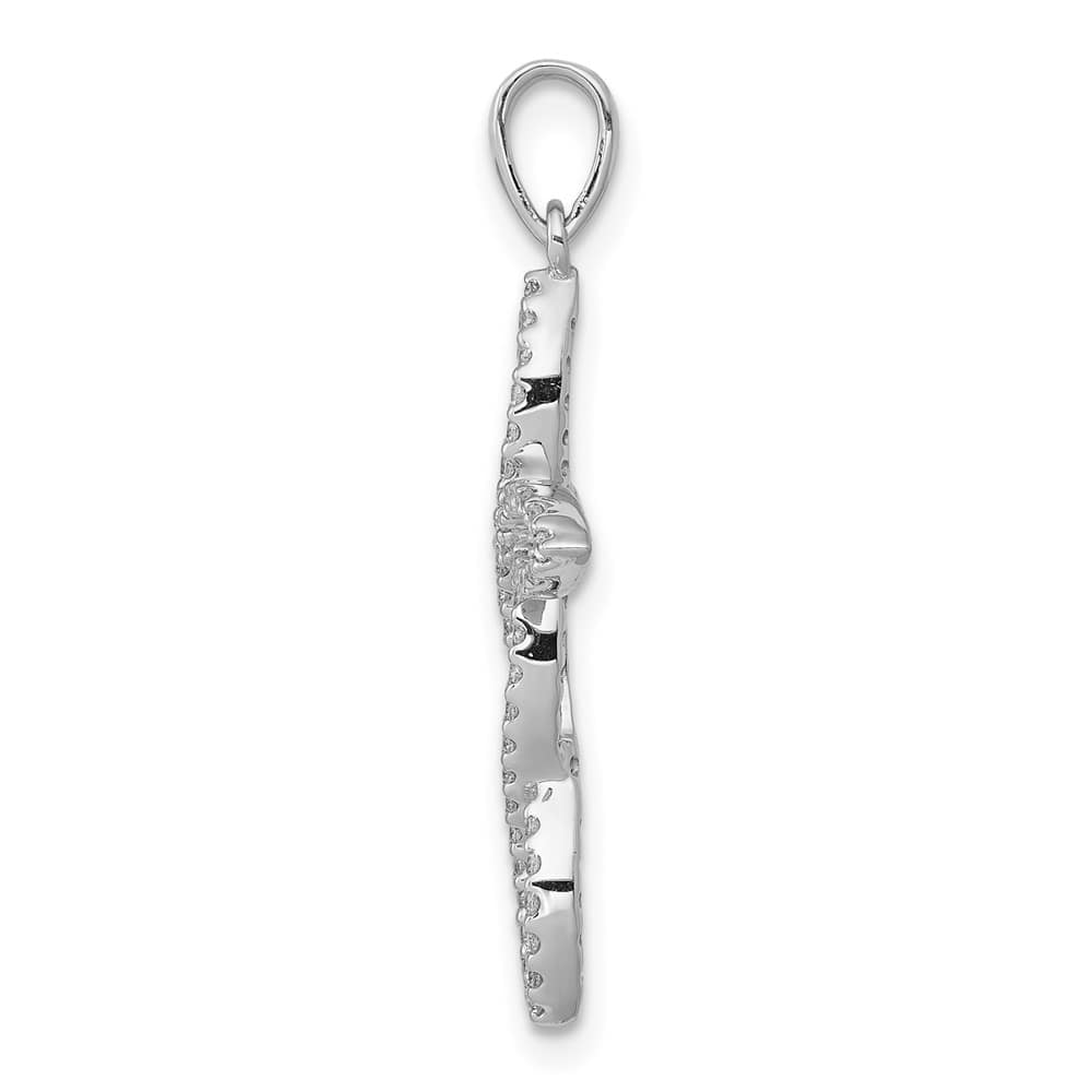 10K White Gold Polished Large 1/4 ct Diamond Cross Pendant