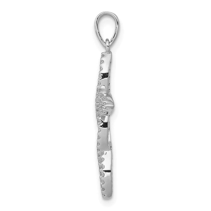 10K White Gold Polished Large 1/4 ct Diamond Cross Pendant