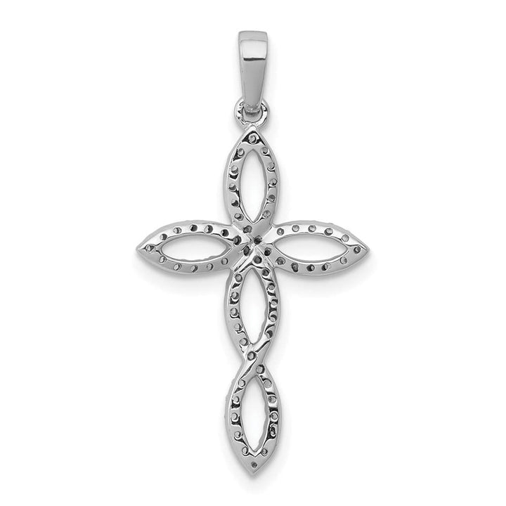 10K White Gold Polished Large 1/4 ct Diamond Cross Pendant
