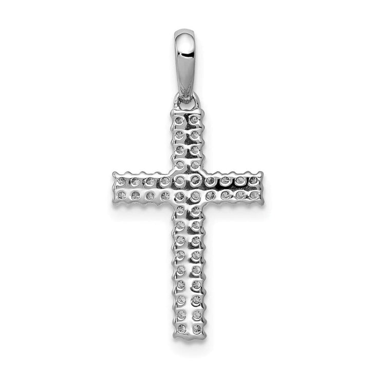 10K White Gold Polished Large 1/4 ct Diamond Latin Cross Pendant