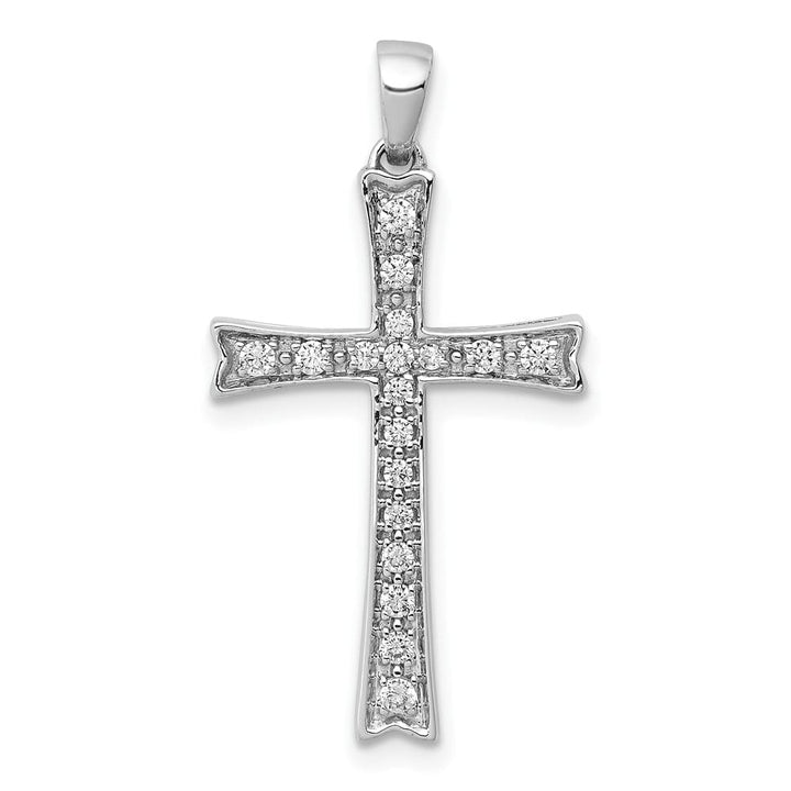 10K White Gold Polished Large 1/5 ct Diamond Cross Pendant