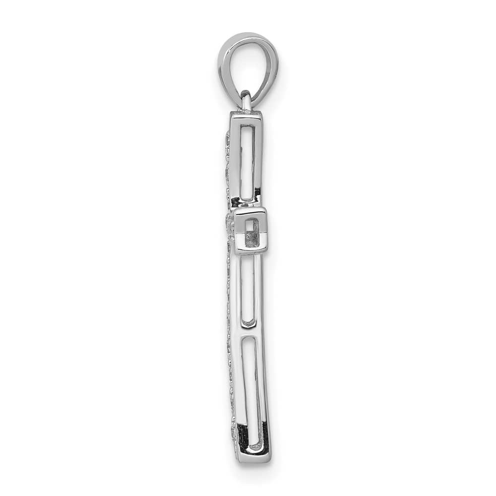 10K White Gold Polished Large 1/5 ct Diamond Cross Pendant