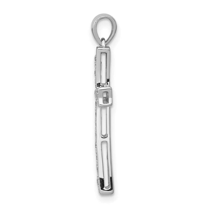 10K White Gold Polished Large 1/5 ct Diamond Cross Pendant