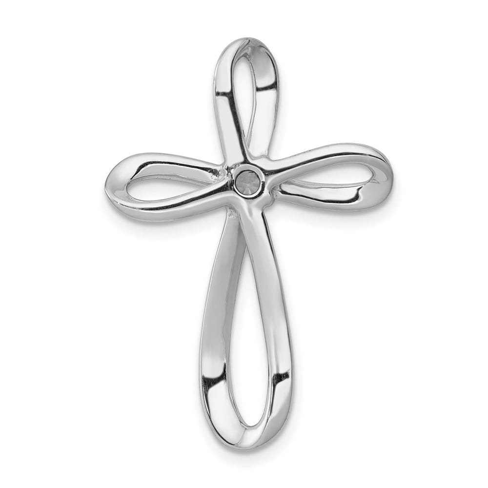 10K White Gold Polished Large 1/6 ct Diamond Cross Slide Pendant