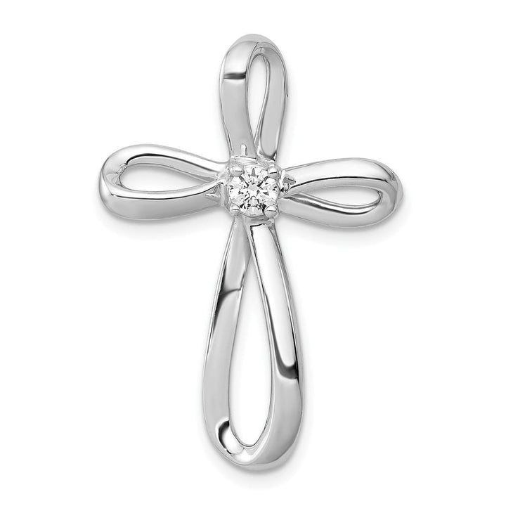10K White Gold Polished Large 1/6 ct Diamond Cross Slide Pendant