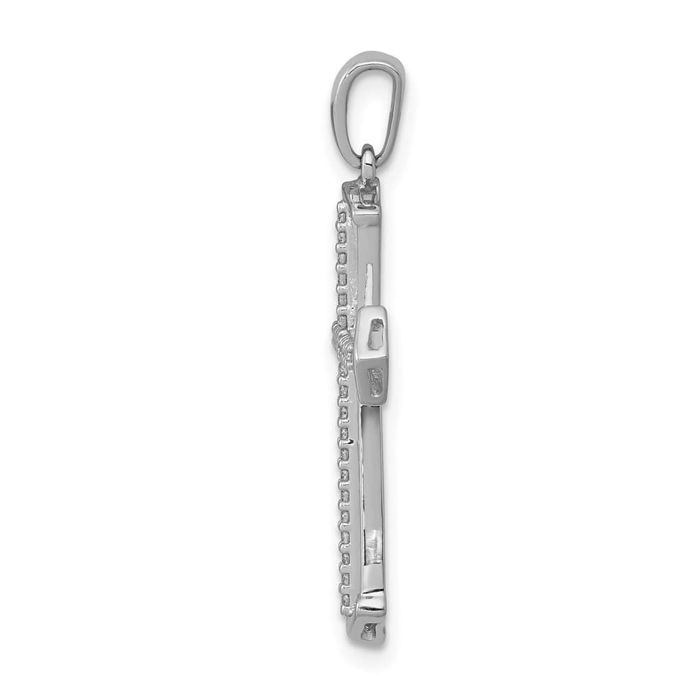 10K White Gold Polished Large 1/8 ct Diamond Passion Cross Pendant