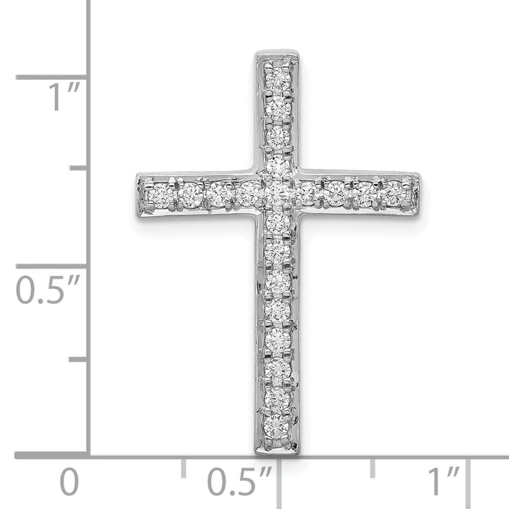 10K White Gold Polished Large 3/8 ct Diamond Latin Cross Chain Slide