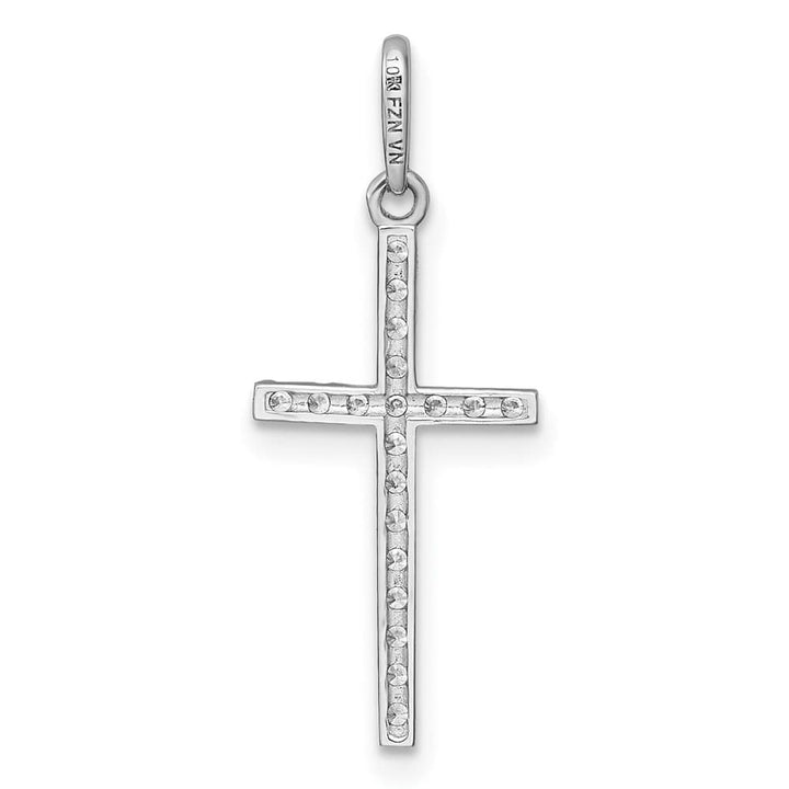 10K White Gold Polished Large CZ Latin Cross Pendant