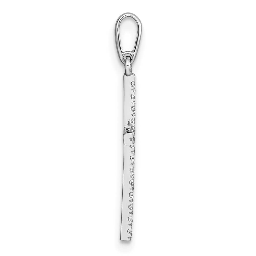 10K White Gold Polished Large CZ Latin Cross Pendant
