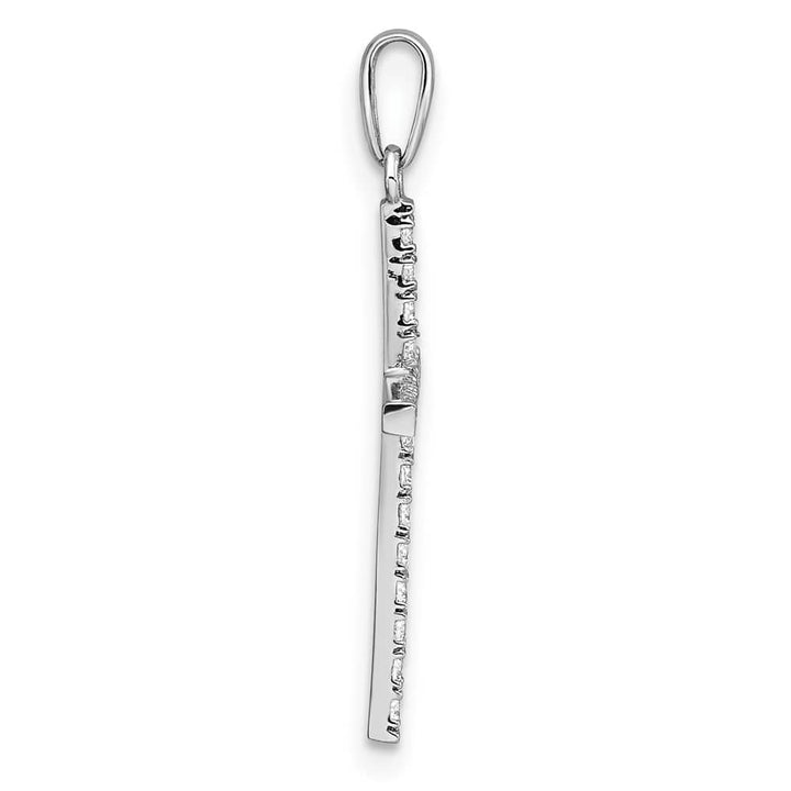 10K White Gold Polished Large CZ Latin Cross Pendant