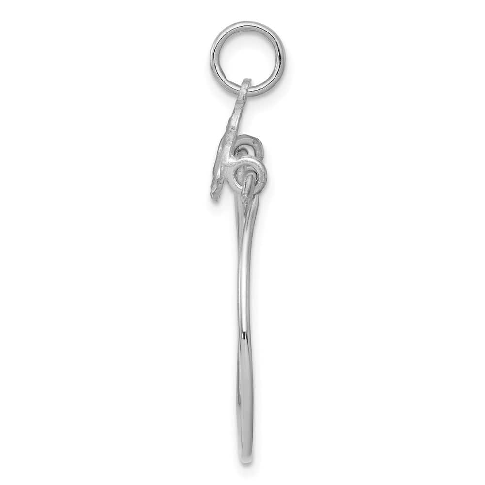 10K White Gold Polished Large Double Hearts on Top Charm Holder