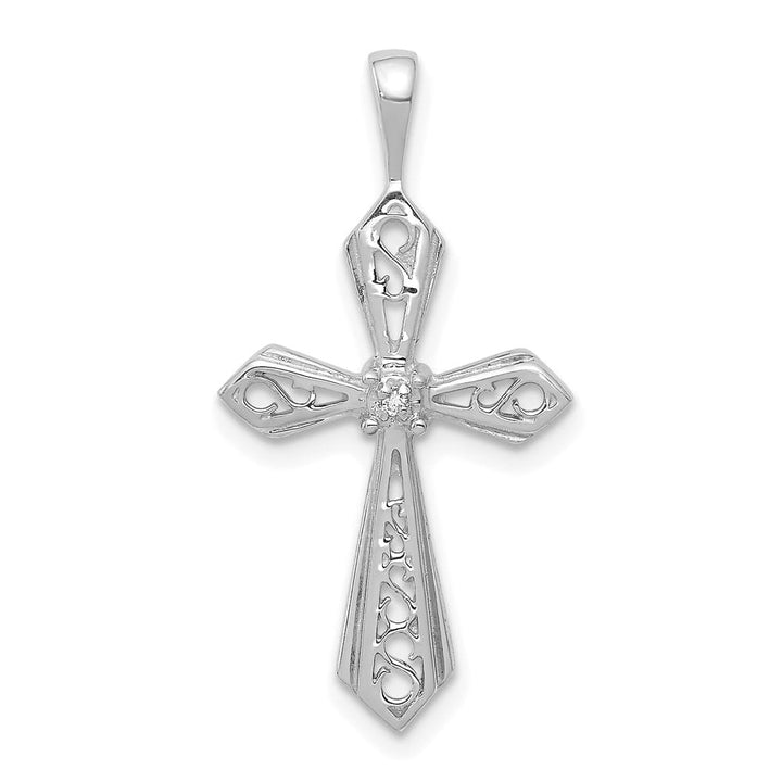 10K White Gold Polished Large I1 Clarity Diamond Passion Cross Pendant