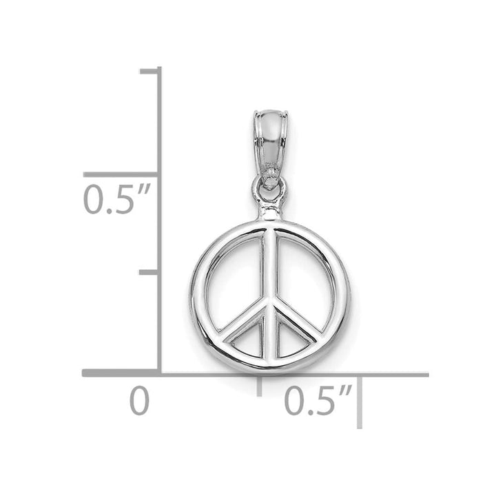 10K White Gold Polished Large Peace Sign Pendant