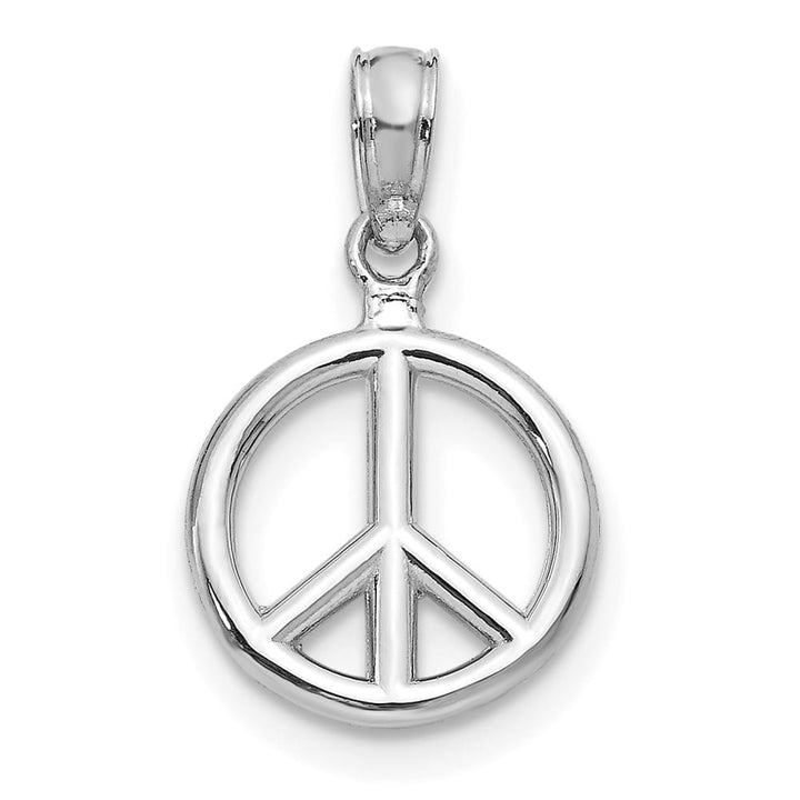 10K White Gold Polished Large Peace Sign Pendant
