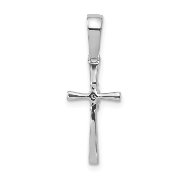 10K White Gold Polished Medium .02 ct Diamond Cross Pendant