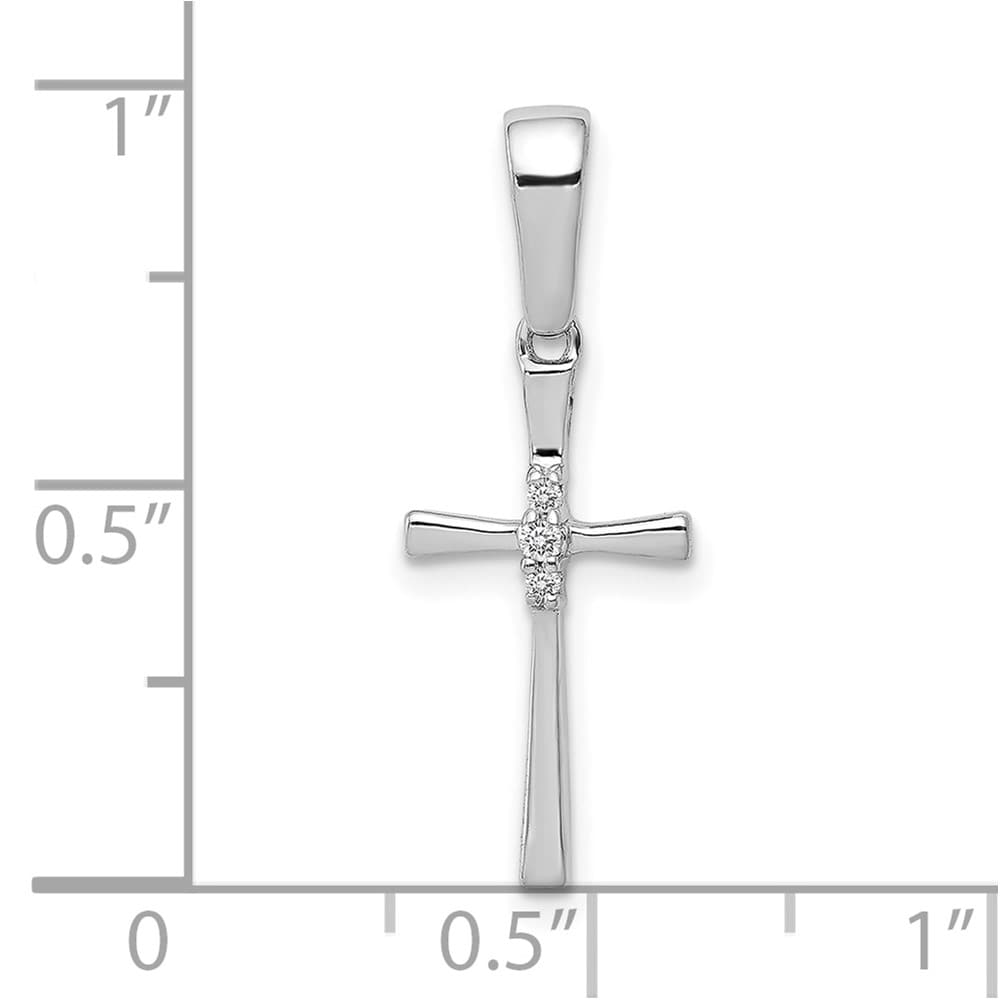 10K White Gold Polished Medium .02 ct Diamond Cross Pendant