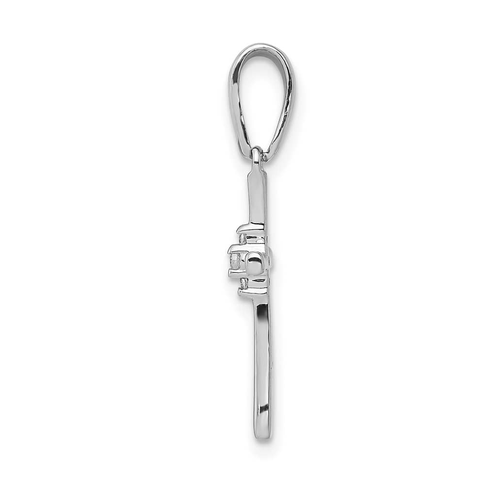 10K White Gold Polished Medium .02 ct Diamond Cross Pendant