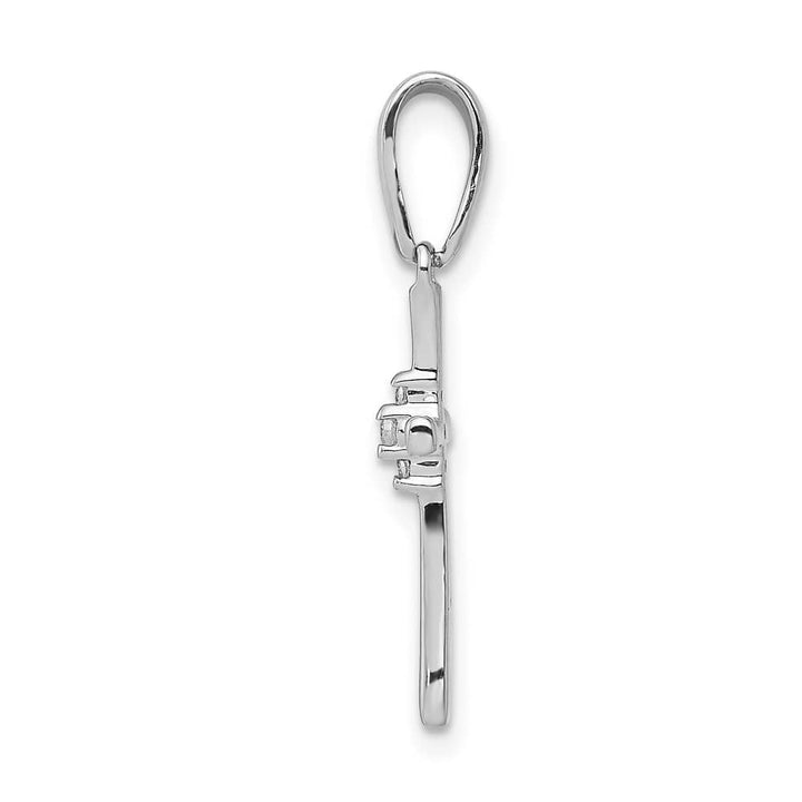 10K White Gold Polished Medium .02 ct Diamond Cross Pendant