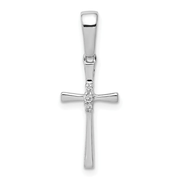 10K White Gold Polished Medium .02 ct Diamond Cross Pendant